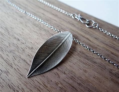 Sterling Silver Leaf Pendant Necklace Leaf Pendant Leaf