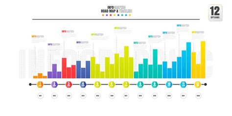 Timeline infographics design template with 12 options, process diagram ...