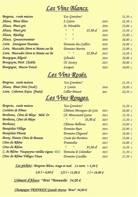 La Carte Des Vins