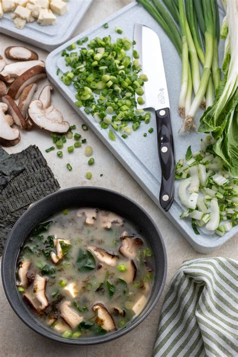 Miso Soup With Tofu Mushrooms And Bok Choy