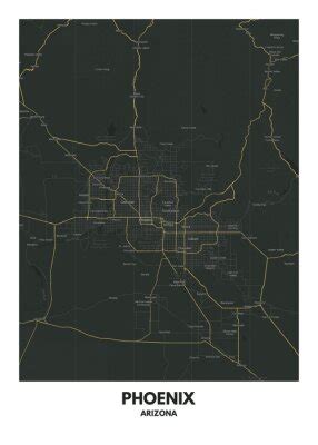 Poster phoenix - arizona map. phoenix - arizona road map. illustration ...