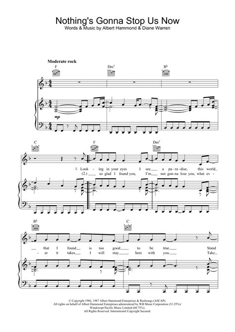 Nothing S Gonna Stop Us Now By Starship Sheet Music For Piano Vocal