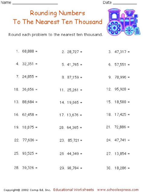 Rounding To The Nearest Ten Thousand Worksheet Printable Word Searches