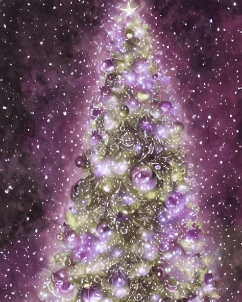 Purple Christmas Tree With White Lighting Diamonds And Glowing Background · Creative Fabrica