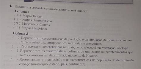 1 Enumere A Segunda Coluna De Acordo A Primeira Coluna 1 1