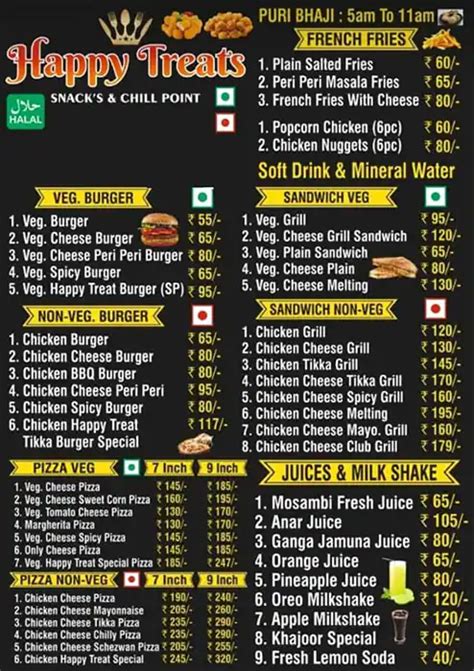 Menu Of Happy Treats Mohammad Ali Road Mumbai