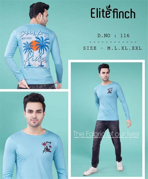 Cotton Elite Finch Men Round Neck Front And Back Printed T Shirts At Rs