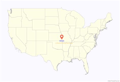 Map of Girard city, Kansas - Thong Thai Real