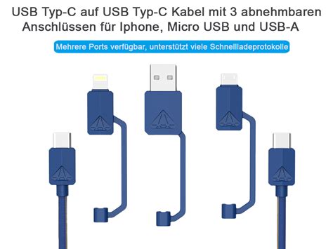 USB PDC 3 Multifunktionales USB Daten Und Lade Kabel 1 2m Bis 3A Max