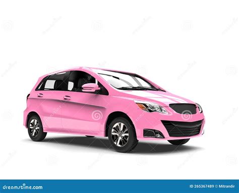 Modern Small Compact Cars in Fabulous Pink Color Stock Illustration ...