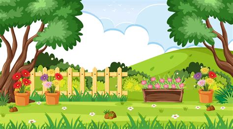 Garden Scene Vector Art, Icons, and Graphics for Free Download