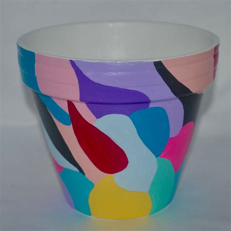 Large Hand Painted Plant Pot Large Planter Multicoloured Etsy