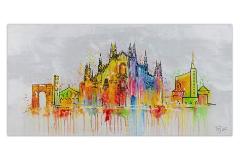 Bild Gemalt Mailand Skyline Silhouette Kaufen Home24