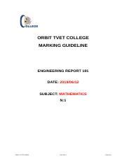 T219 Memo Docx ORBIT TVET COLLEGE MARKING GUIDELINE ENGINEERING