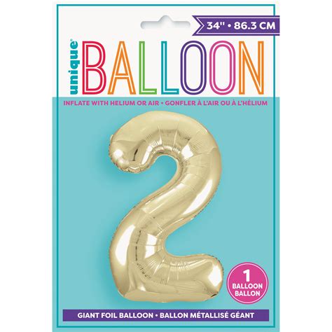 unique Number 2 Giant Foil Balloon - Gold - Shop Party decor at H-E-B