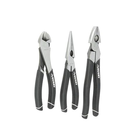 Husky High Leverage Long Nose Pliers Set 3 Piece 1006 The Home Depot