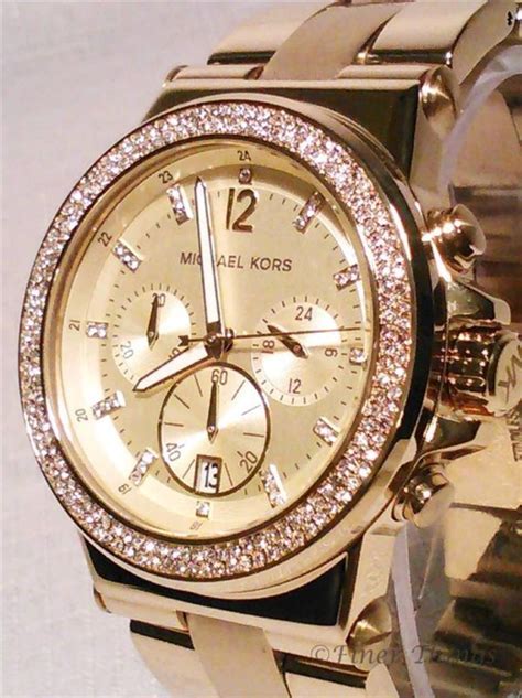 Michael Kors MK5386 Chrono Swarovski Crystal Glitz Gold Tone Women S