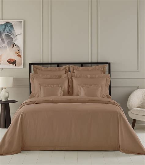 Yves Delorme Couture Brown Cotton Adagio Noisette Super King Flat Sheet