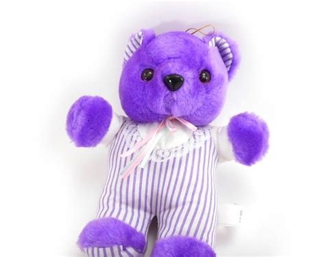 Purple Teddy Bear By Nanco 1980s Plush Toy Etsy