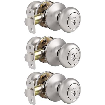 Probrico Brushed Nickel Entry Door Knobs Keyed Alike Exterior Entry