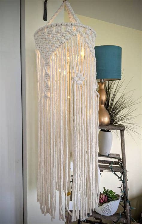 Handmade Macrame Lantern Wind Sock With Fairy Lights Boho Etsy In