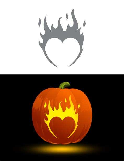 Printable Burning Heart Pumpkin Stencil Artofit