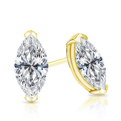 Lab Grown Diamond Stud Earrings Marquise 1 50 Ct Tw D E VVS 18k