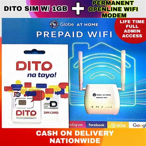 DITO SIM With 25GB DATA Openline Globe At Home Prepaid Wifi Zlt S10g