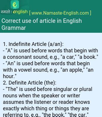 Mastering The Correct Use Of Articles In English Grammar