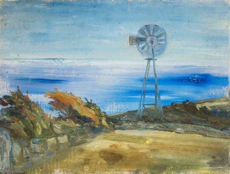 Oil Painting Replica Landscape With A Windmill By Alfred James Munnings