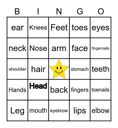 Body Bingo Card