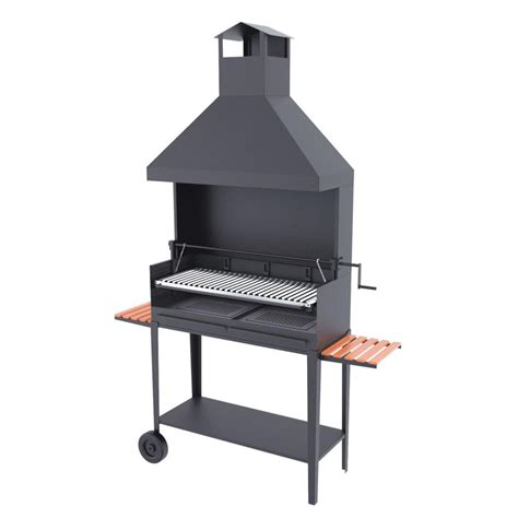 Barbecue Charbon De Bois 100 Cm Sur Chariot Paravents Hotte Et