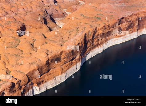 Aerial View Of Cliffs At The Edge Of Lake Powell Hi Res Stock