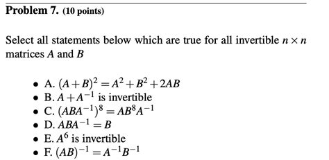 Solved Select All Statements Below Which Are True For All