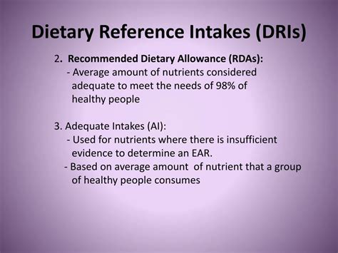 Ppt Dietary Reference Intakes Dris Powerpoint Presentation Free