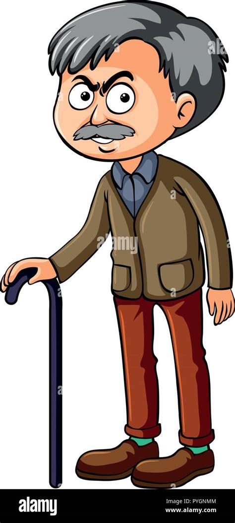 Hombre Viejo Con Bast N Ilustraci N Imagen Vector De Stock Alamy