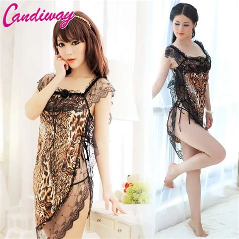 Selvagem Sexy Vestido Lingerie Quente Feminino Rendas Leopardo Cabresto