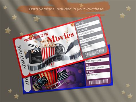 Printable MOVIE Surprise Reveal Ticket, Gift Voucher, Editable Event