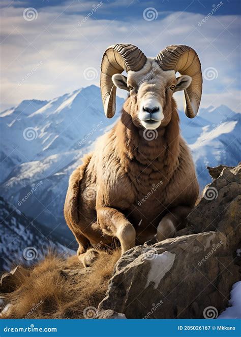 Majestic Bighorn Sheep in Mountain Habitat Stock Illustration ...