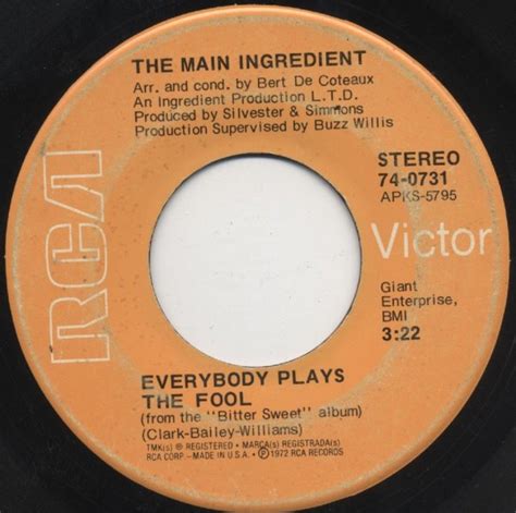 The Main Ingredient Everybody Plays The Fool 1972 Indianapolis