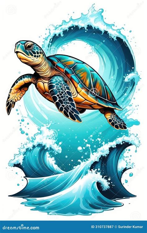 Sea Turtle Swimming In The Ocean Vector Illustration For Your Design