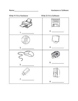 Hardware And Software Worksheet By A Teacher S Paradise Tpt