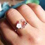 Rose Gold Zircon Butterfly Flowers Crystal Finger Wedding Ring