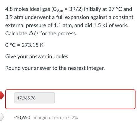 Solved Moles Ideal Gas Cv M R Initially At Chegg