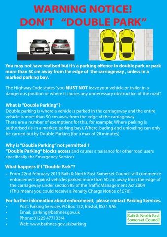 Double Parking Warning Flyer By B Nes Council Issuu