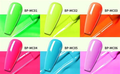 Amazon Born Pretty Gel Nail Polish Halloween Neon Fluorescent Orange Hot Pink Blue Yellow