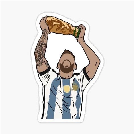 Leo Messi World Cup Celebration Glossy Sticker 3 Water Resistant