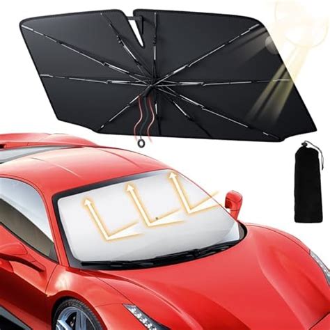 Amazon Upgraded Car Windshield Sun Shade Umbrella With Pull Cord