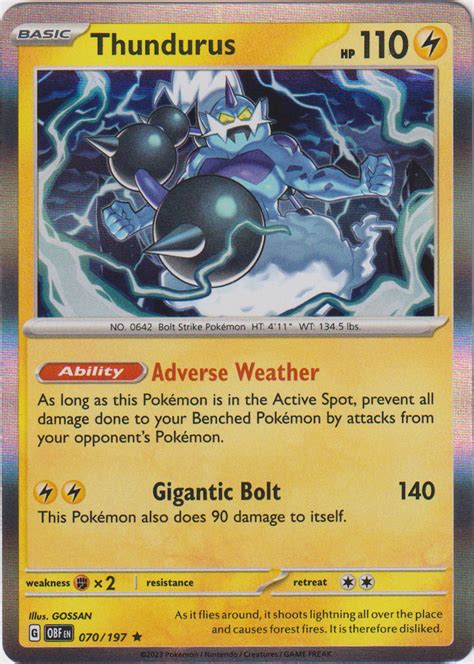 Thundurus 070197 Obsidian Flames Holo Card Cavern Trading