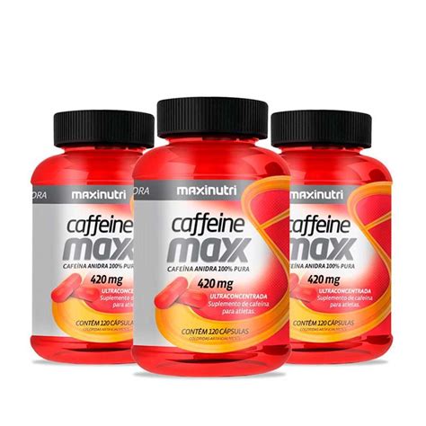 Kit 3 Caffeine Maxx Cafeína Anidra 100 Pura 120 Cápsulas Submarino